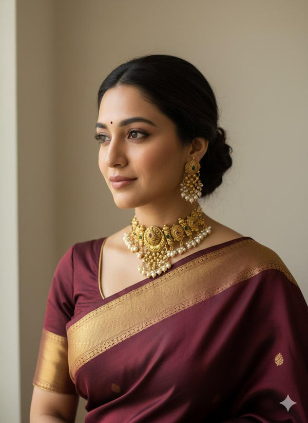 Traditional Gold Plated Bridal Antique Gold Necklace