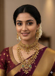 Gold Polish Long kemp Necklace Set